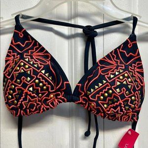 Xhilaration Pink Gray Gold Beaded String Bikini Top Jr Size XS NWT